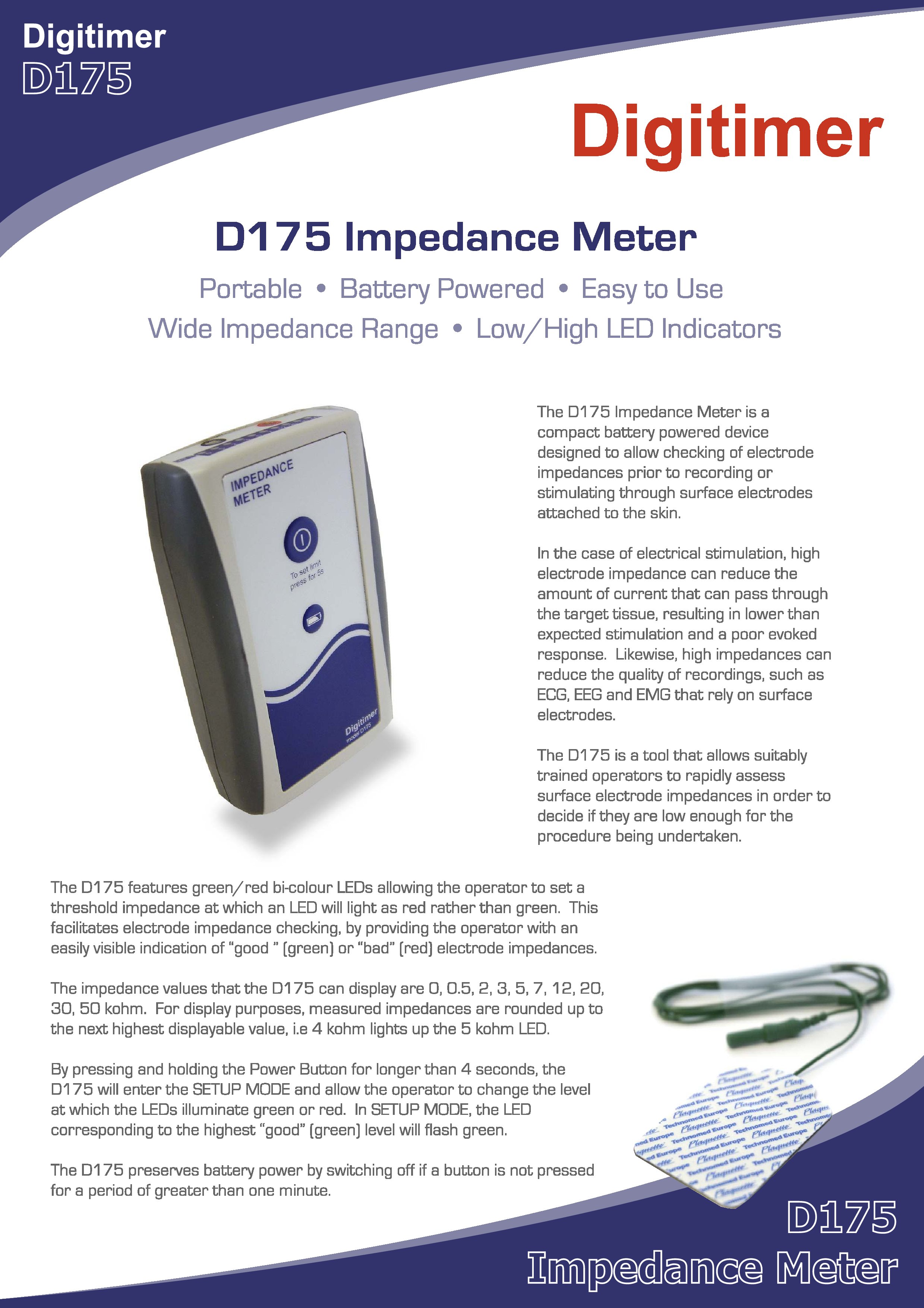 Digitimer D175 Impedence Meter
